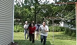 Meagan and Jon running from the zombies